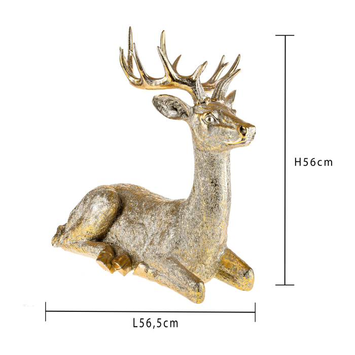Renna Seduta 56 Cm - Pezzi 1 - 56,5X56X29,5cm - Colore: Dorato - Bianchi Dino - Articoli Natalizi