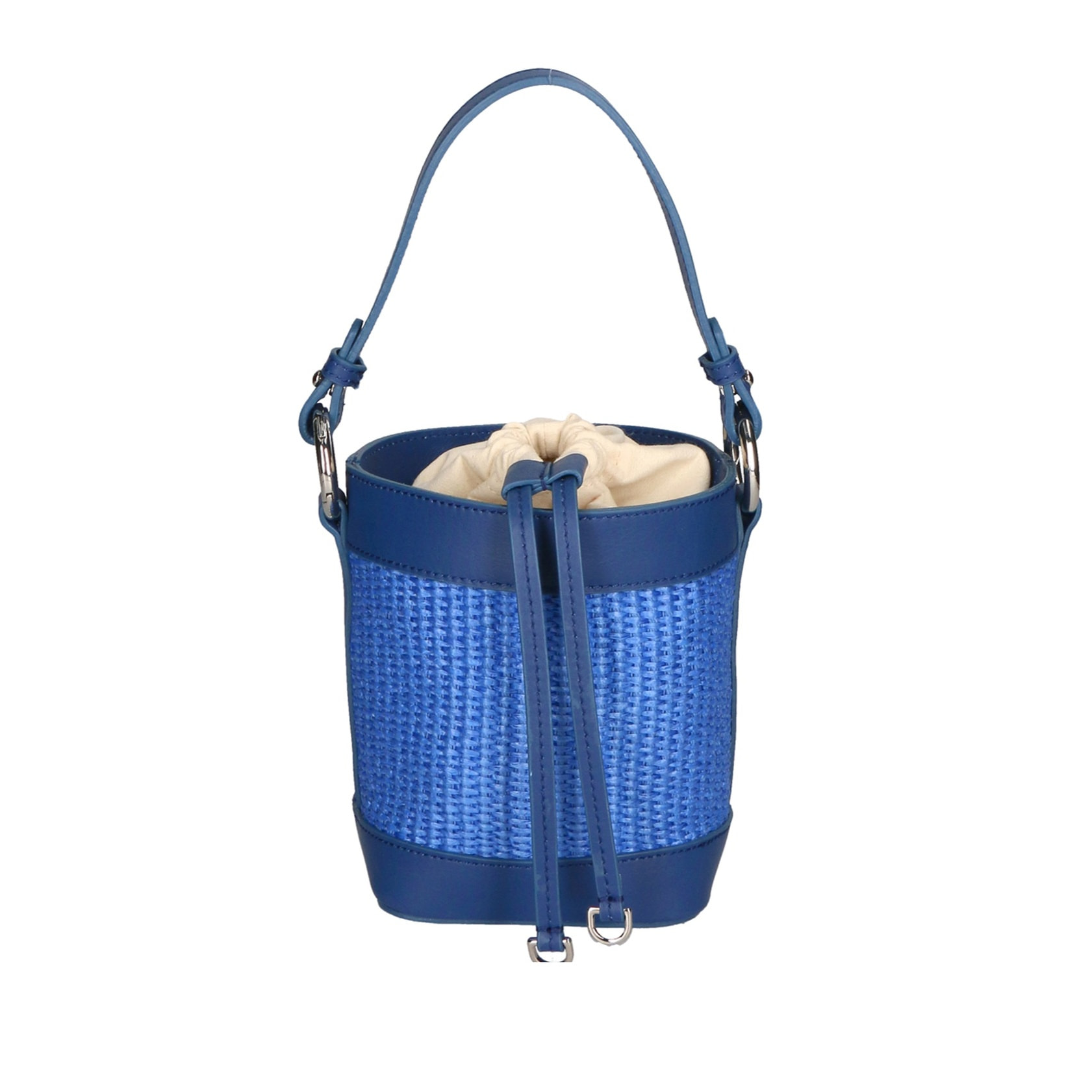 Borsa a secchiello da donna - Modello Alyssa - Pelle & Paglia - 13.0 x 16.0 x 10.0 cm