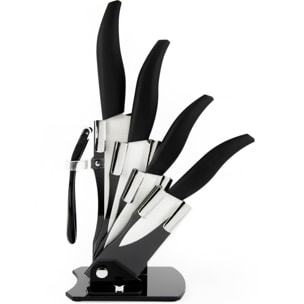 Ceppo Coltelli 4 pz con Pelapatate Excelsa – Ceramic, Ceramica Nero