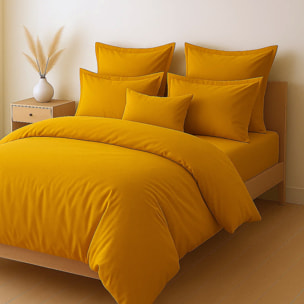 Parure Housse De Couette + 1 taie 100% Coton 57fils Safran