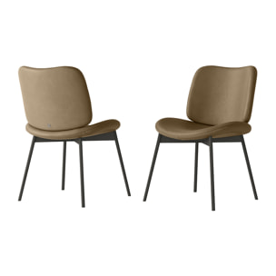SET DI 2 SEDIE MAKO - STRUTTURA GRIGIO CARBONE, PELLE MARRONE CH.