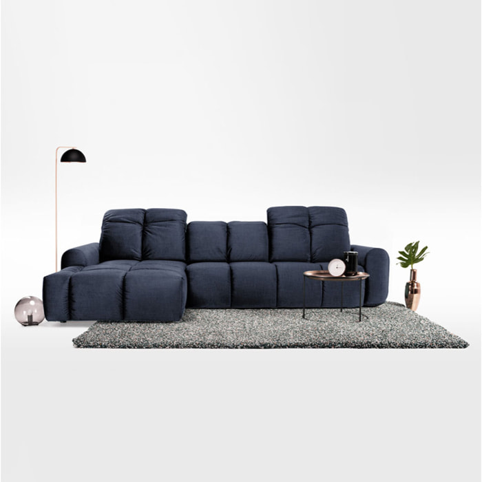 Canapé d'Angle Gauche Tissu Anacapri, 3 Places, Repose-têtes Ajustables, Style Contemporain