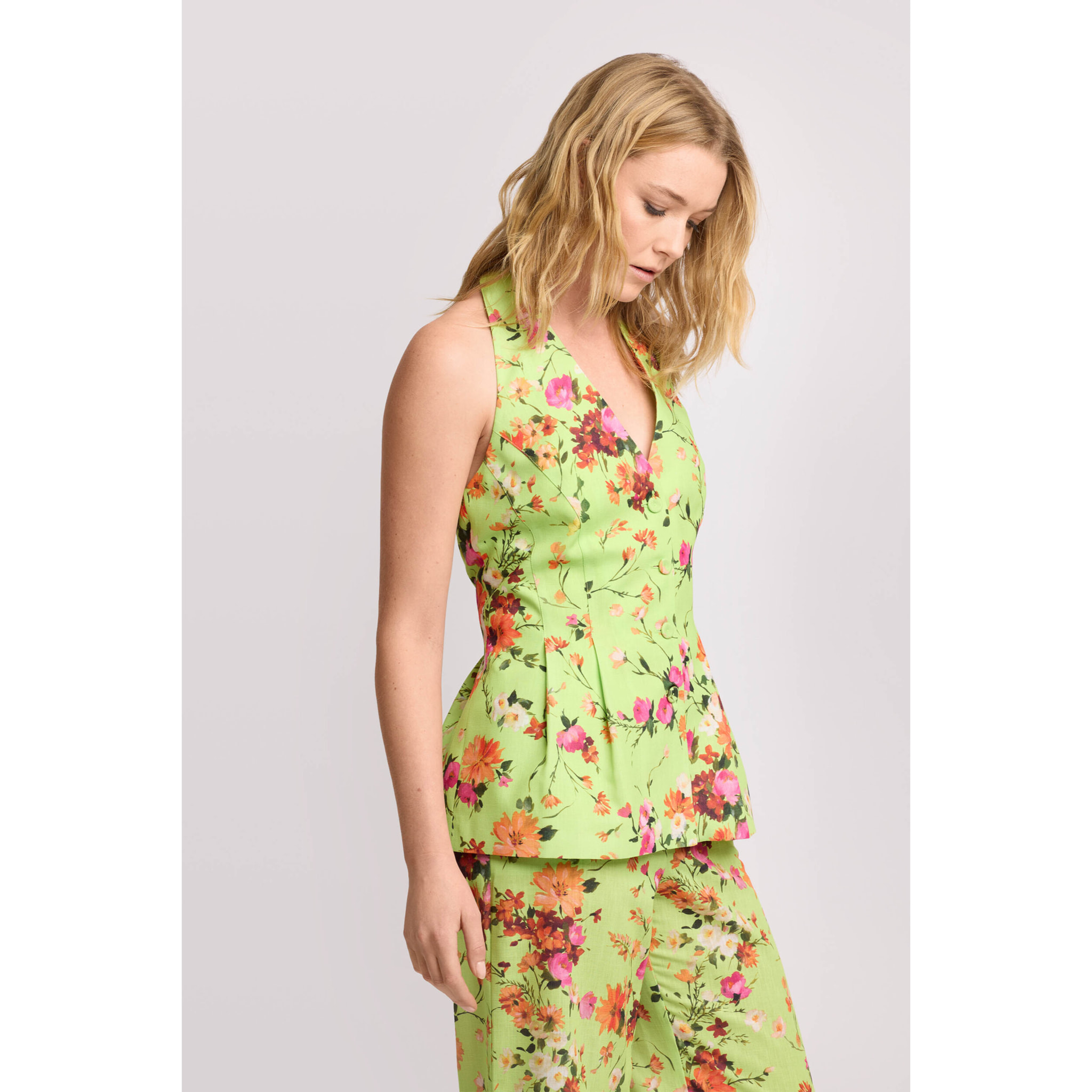 Kocca - Top con stampa floreale all over Donna, Fantasia, Scollo a V