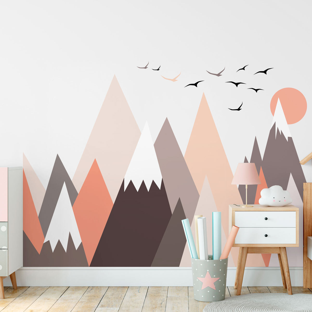 Stickers muraux enfants - Décoration chambre bébé - Autocollant Sticker mural géant enfant montagnes scandinaves FRANSIKA