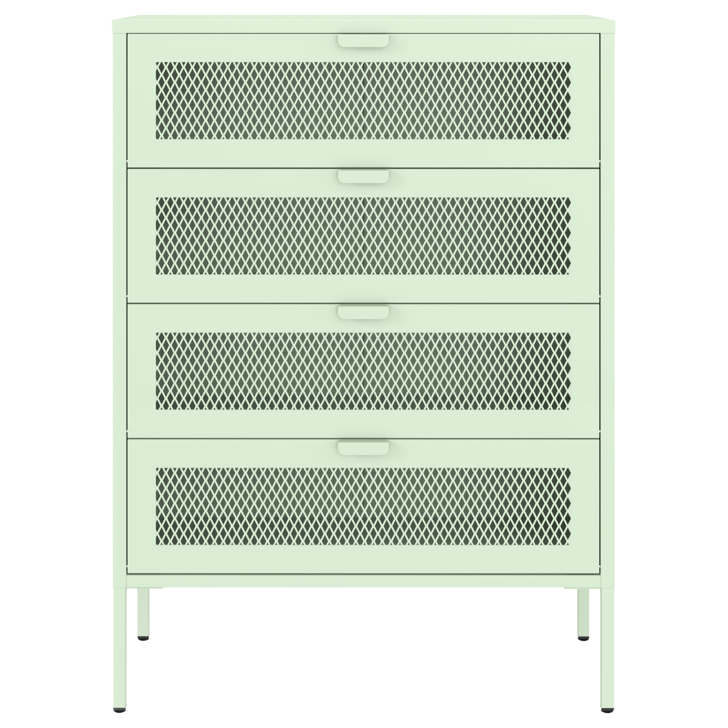 Meuble à chaussures 4 portes en métal vert tilleul EMMA