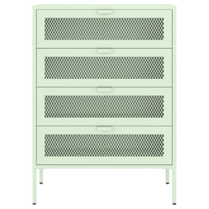 Meuble à chaussures 4 portes en métal vert tilleul EMMA