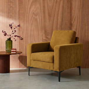 Fauteuil pieds métal velours côtelé BJORN