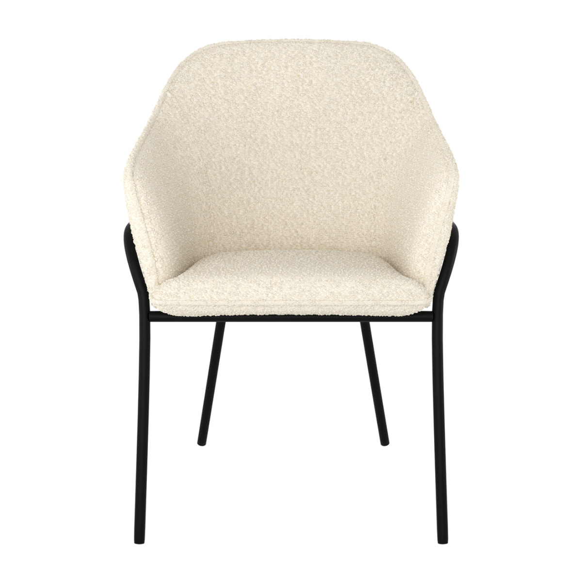 Chaise effet laine bouclette blanche et pieds en métal - Toscane