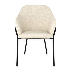 Chaise effet laine bouclette blanche et pieds en métal - Toscane
