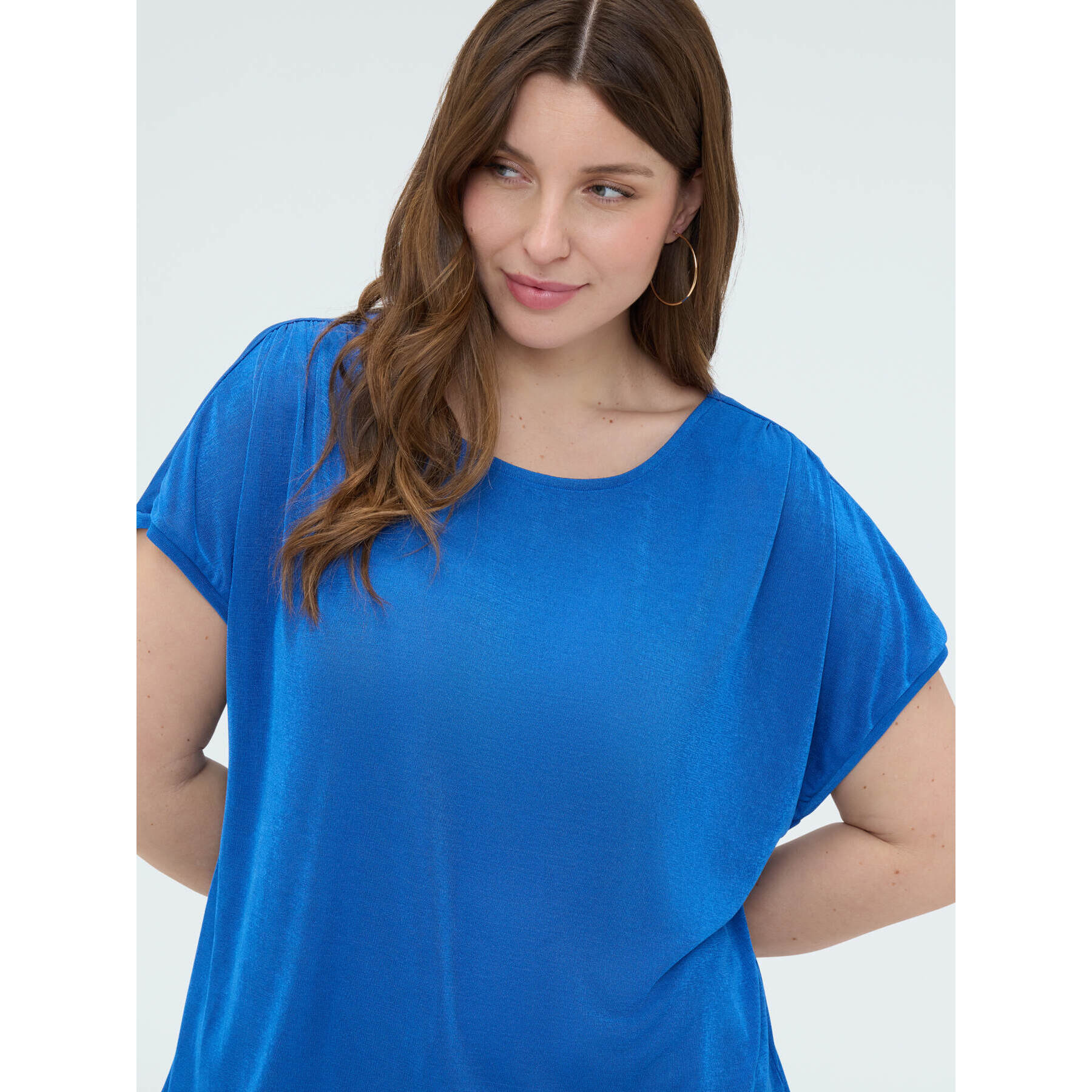 Fiorella Rubino - T-shirt in jersey con coulisse - Bluette