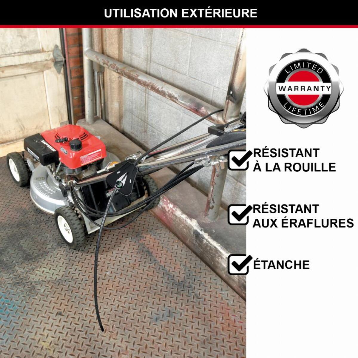 Câble de verrouillage ajustable Python™ MASTERLOCK L 1,8 m x Ø8 mm - Noir - 8418EURD