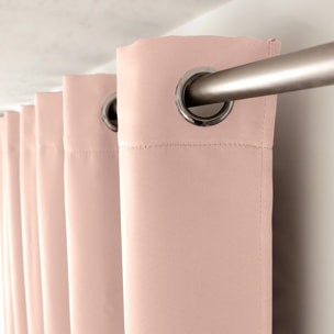 Rideau occultant fil noir avec 8 œillets - Vieux rose