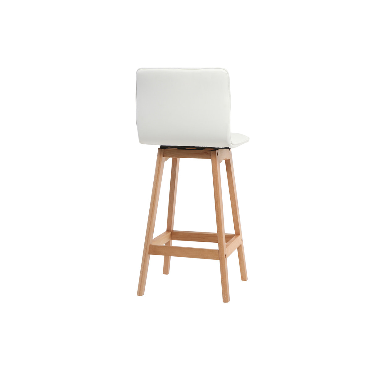 Tabouret de bar design bois et blanc 65 cm (lot de 2) EMMA