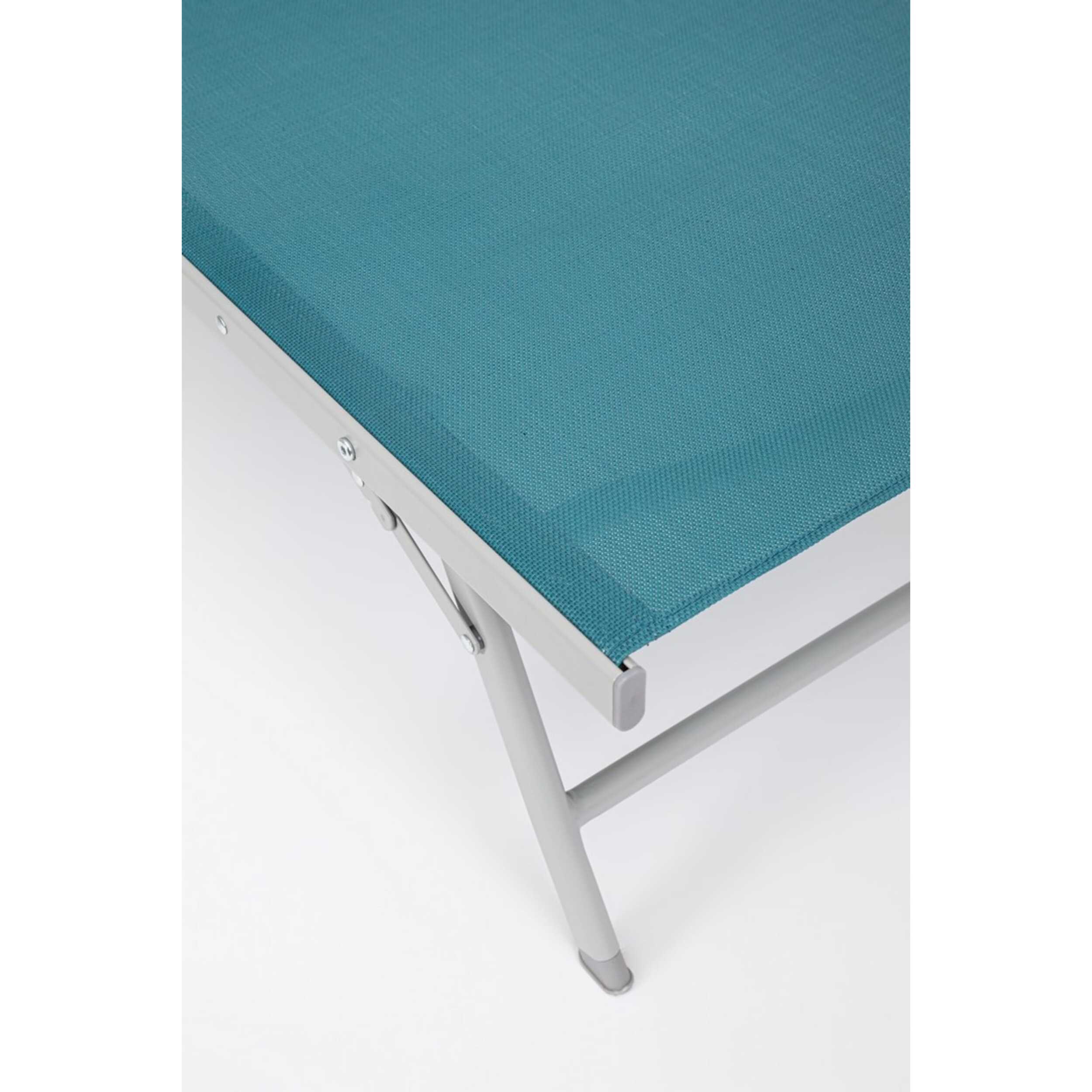 Set di 4 lettini, reclinabili, MACARELLA in alluminio grigio e textilene blu, pieghevoli