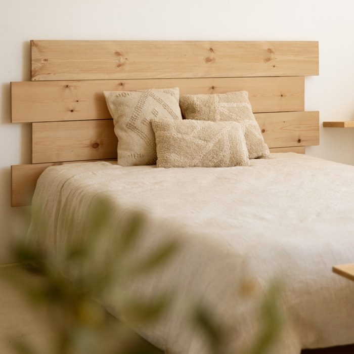 Tête de lit asymétrique en bois massif ton chêne moyen en différentes tailles
