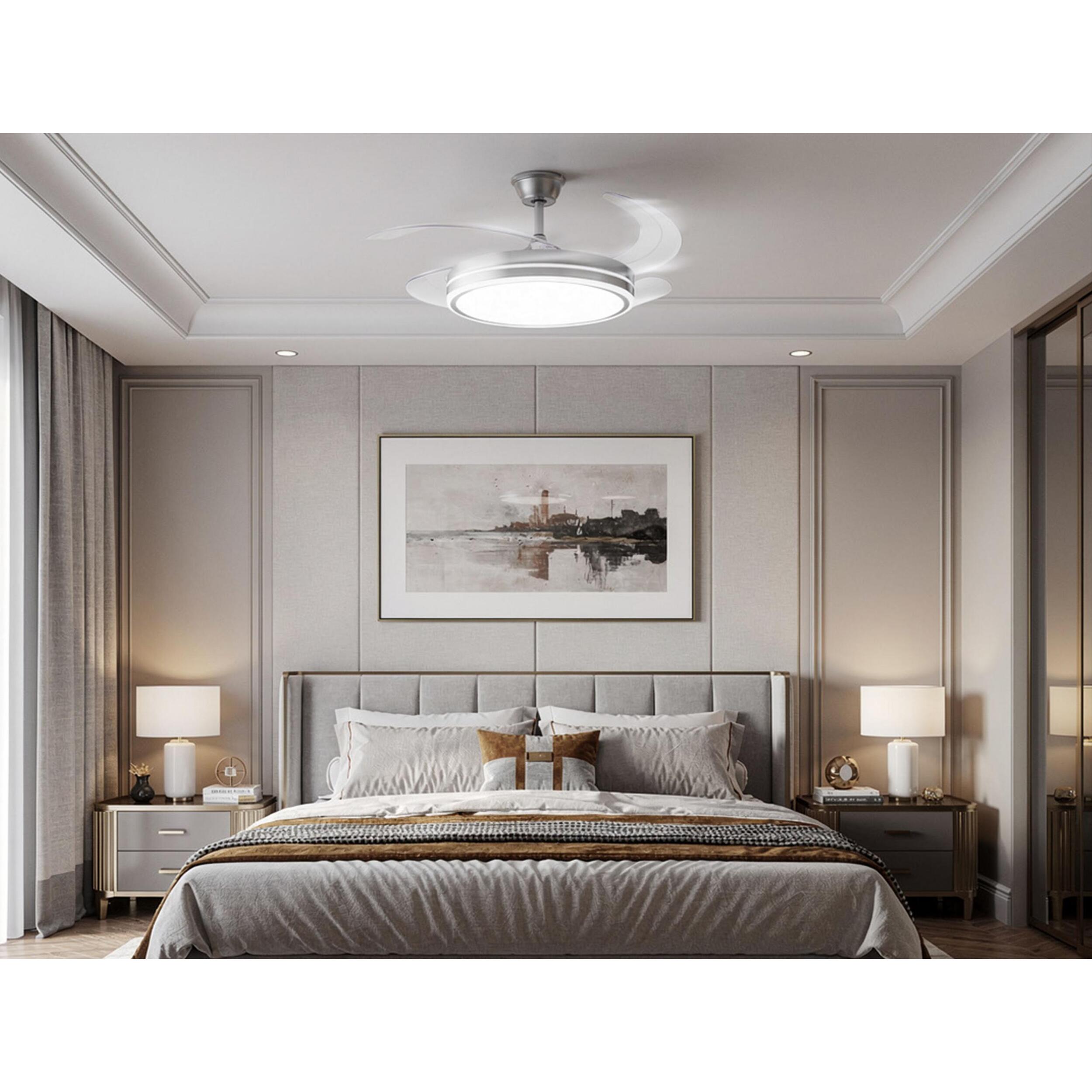 Ventilateur de plafond rétractable avec lumière LED et minuterie