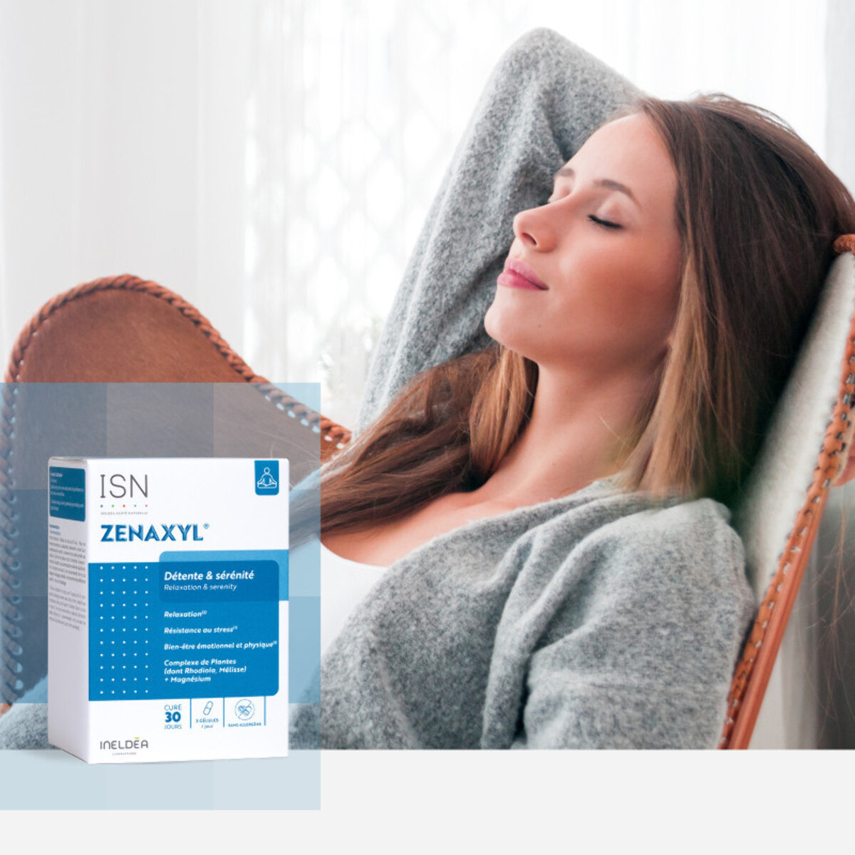 ISN - Zenaxyl - Aide à surmonter le stress et la fatigue - Favorise la relaxation & Contribue à l'équilibre nerveux - 90 gélules végétales