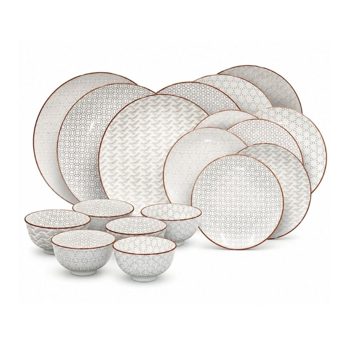 Service d'assiettes et bols 18 pièces, SLOW
