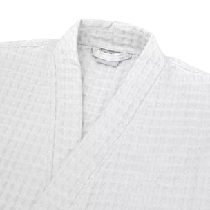 Peignoir homme pur coton 240 g/m² nid d'abeille blanc Detente neige