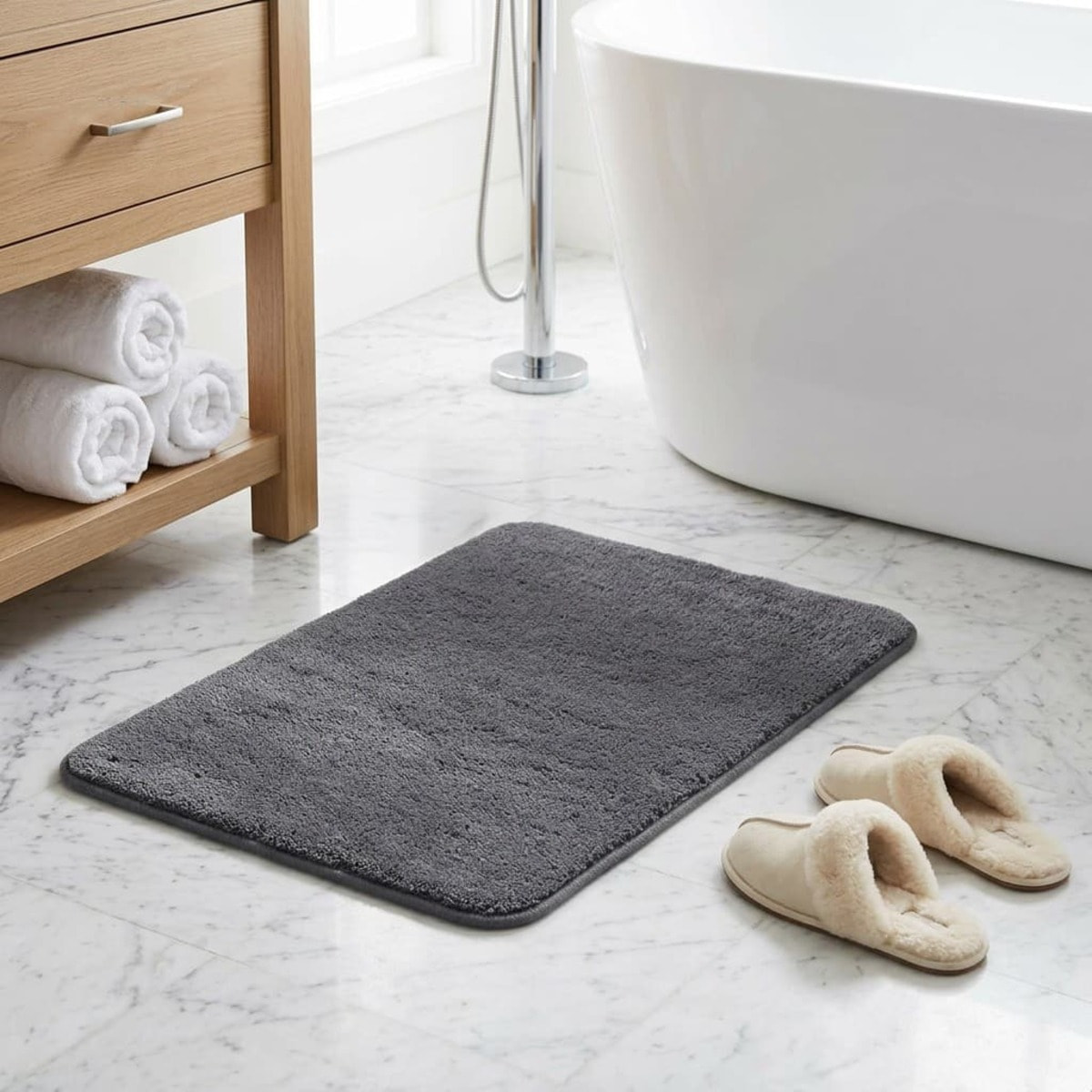 Vision 50x80 cm tapis de salle de bain en polyester, anthracite (SATDPREDAN)