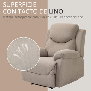 Sillón Reclinable de Salón Sillón Relax Reclinable Manual con Reposabrazos y Reposapiés Carga 150 kg Sofá Relax para Salón Dormitorio Beige