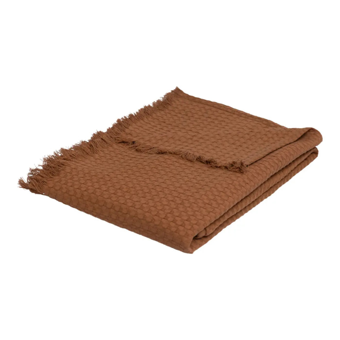 Jeté de lit "Widdy" coton 130x180cm rose terracotta