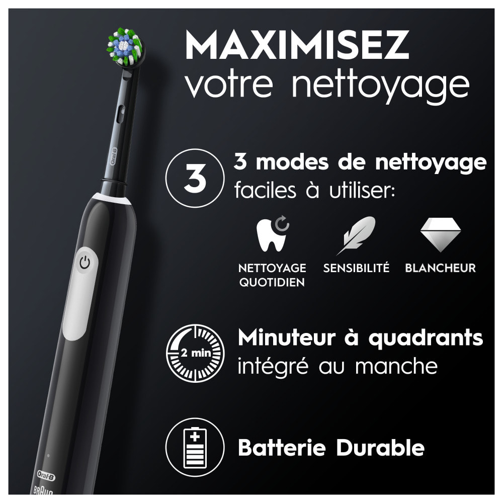 Oral-B Pro Series 1 - Noire - Brosse À Dents Électrique + 3 brossettes cross action
