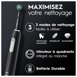 Oral-B Pro Series 1 - Noire - Brosse À Dents Électrique + 3 brossettes cross action