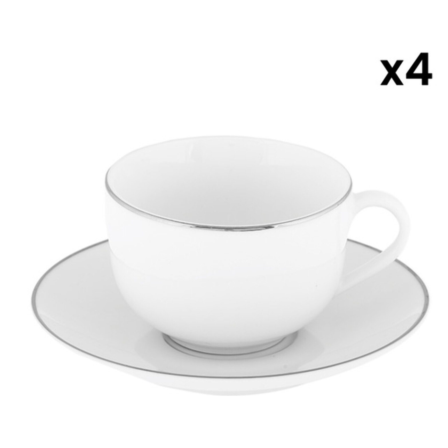 Set tè Platinum Chic da 4 pezzi in porcellana