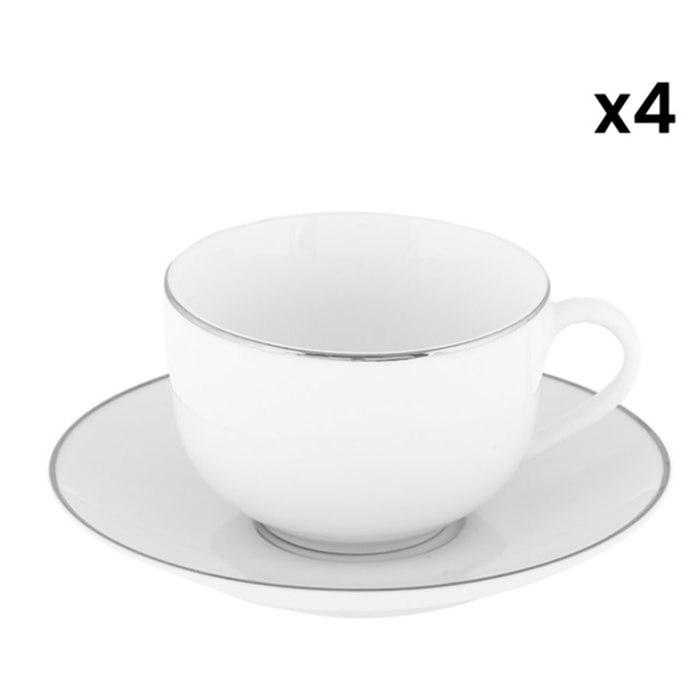 Set tè Platinum Chic da 4 pezzi in porcellana