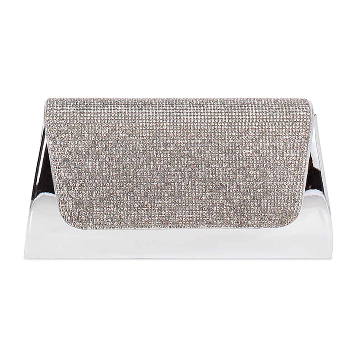 Pochette donna argento a specchio con pietre