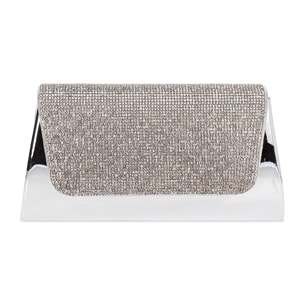 Pochette donna argento a specchio con pietre