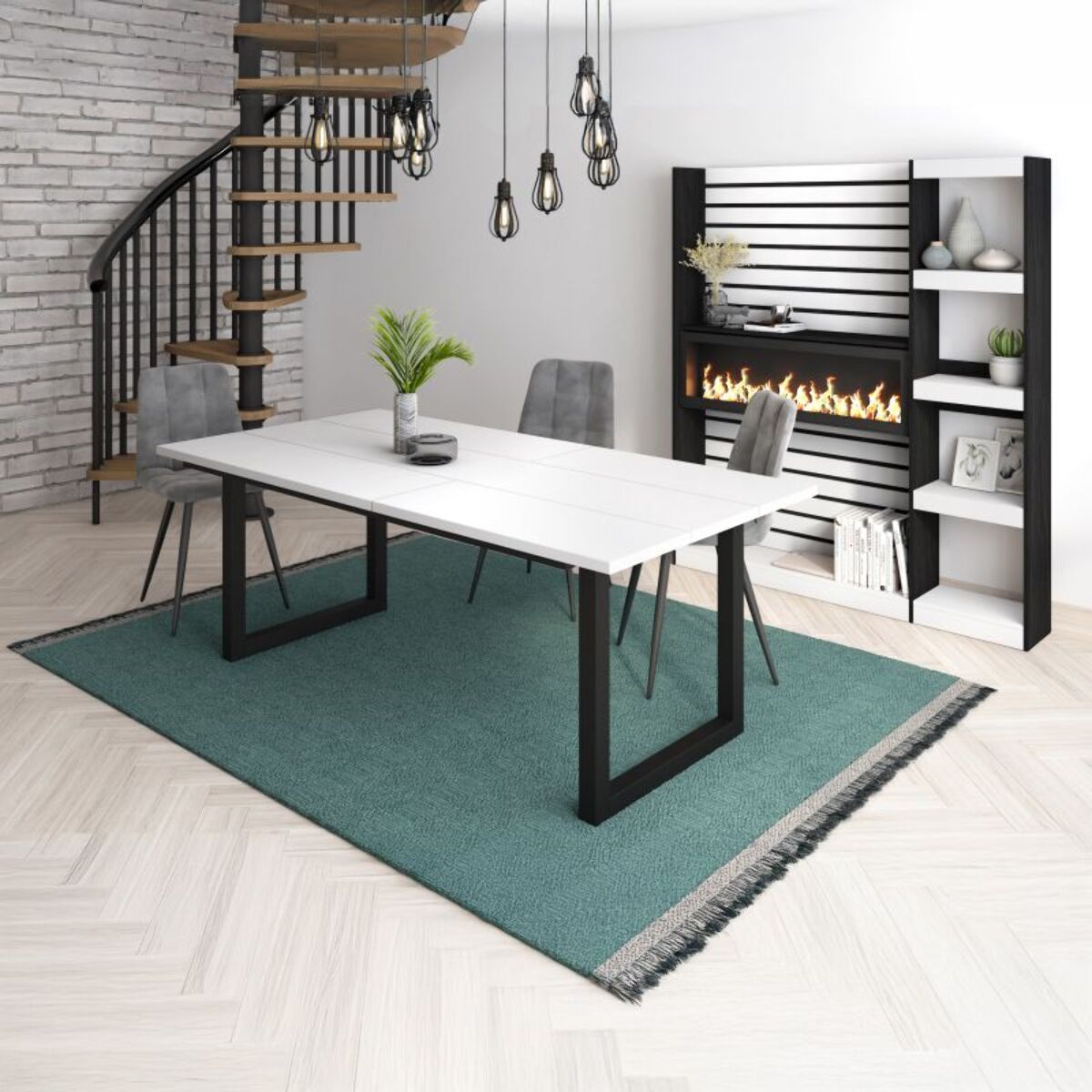 Mesa de comedor Altea 200 Blanco Negro