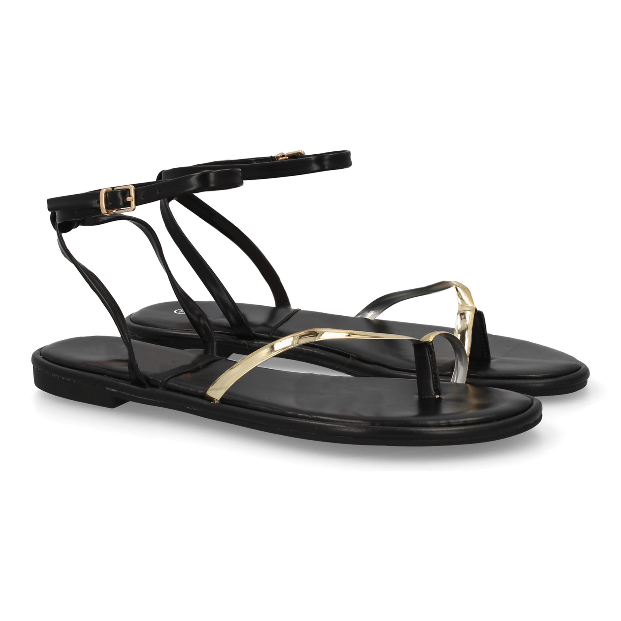 Sandalia plana tiras elegantes mujer