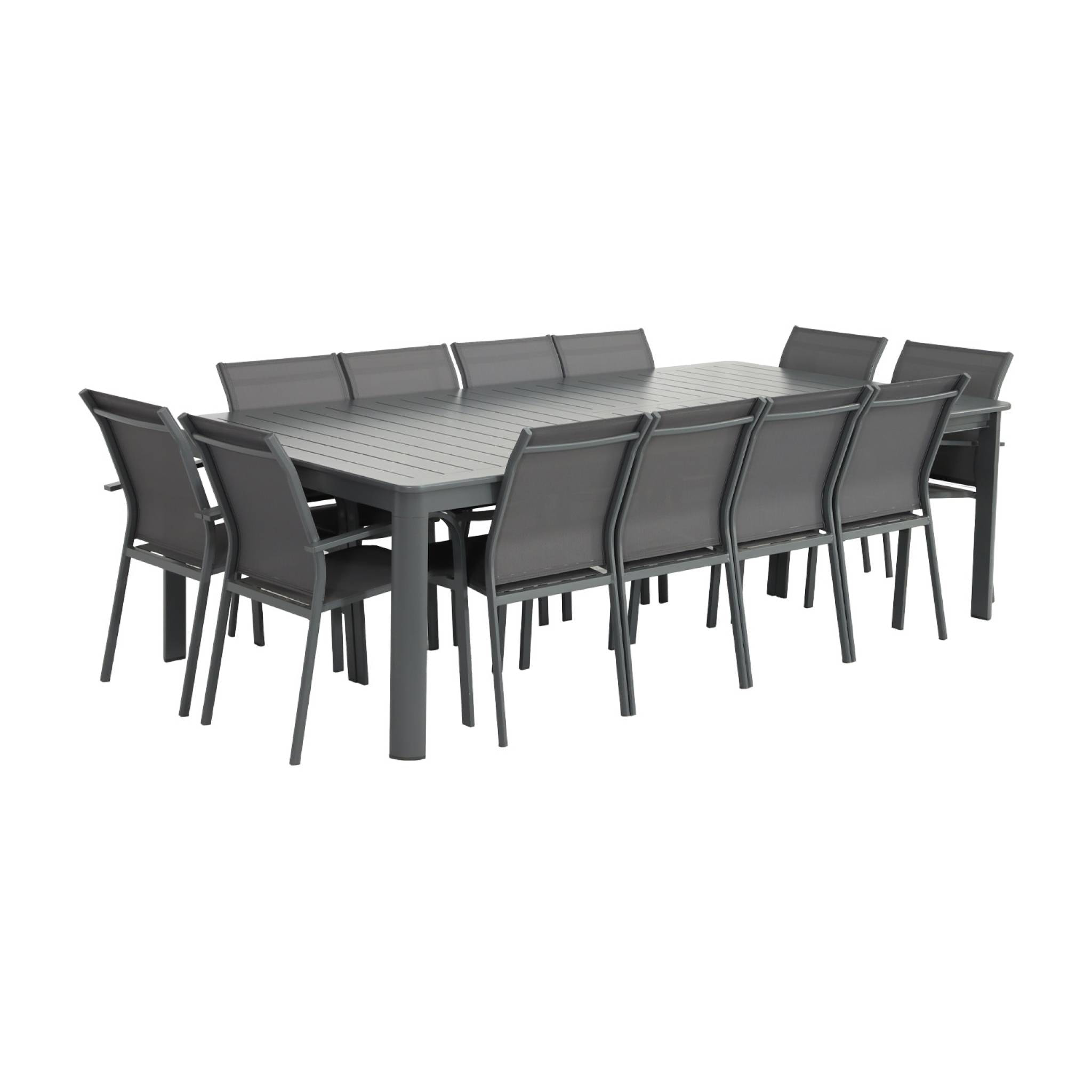 Table de jardin extensible aluminium + 12 assises KARO + BUFFALO