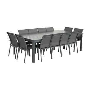 Table de jardin extensible aluminium + 12 assises KARO + BUFFALO