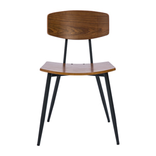 Chaises vintage en bois foncé noyer et métal noir (lot de 2) JOLINE