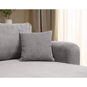 Naomi - Canapé d'angle réversible 4 places convertible avec coffre en velours côtelé - Gris clair