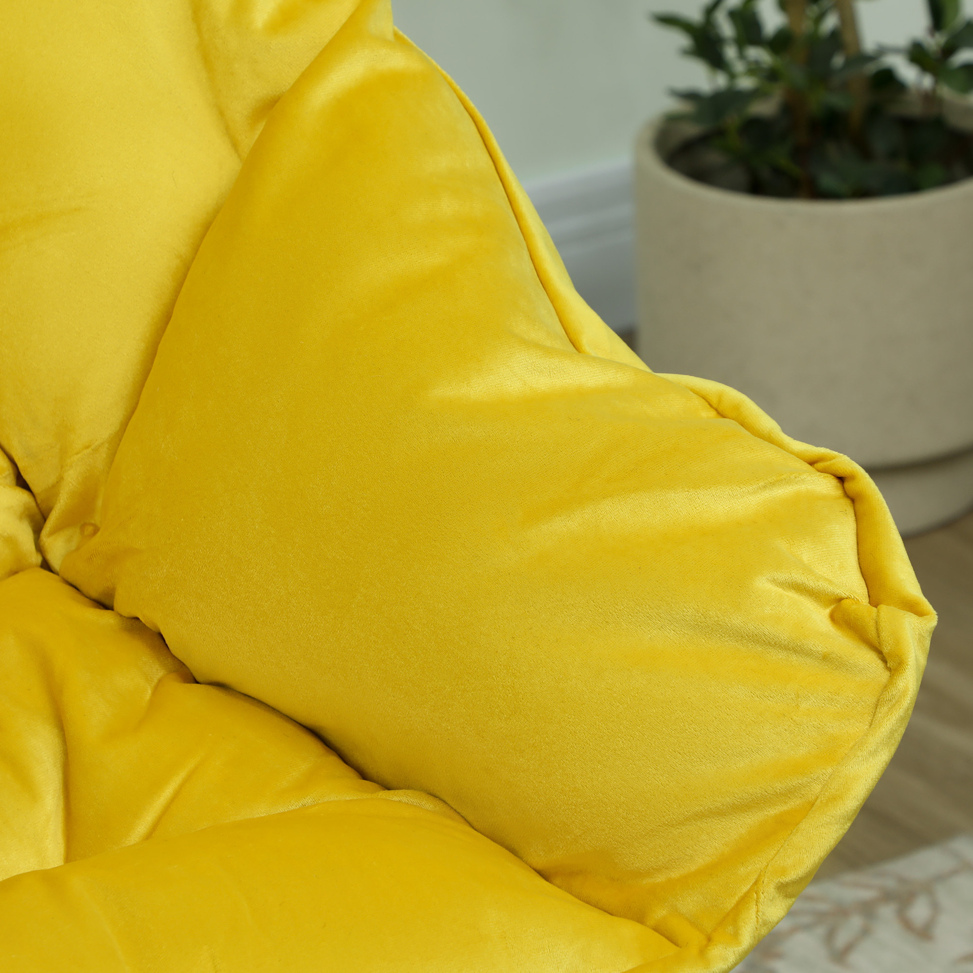 Sillón de Salón con Reposapiés Sillón de Relax Butaca para Dormitorio con Bolsillos Laterales y Patas de Acero para Sala de Estar Amarillo