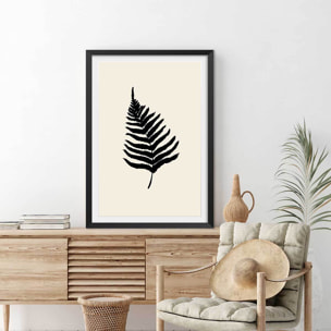 Affiche deco black fougères Affiche + cadre en bois - Noir