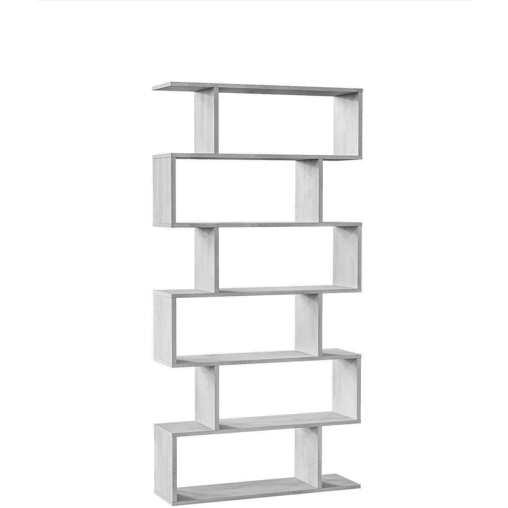 Libreria Joliet, Mobile portalibri alta bifacciale, Scaffale divisorio con 5 ripiani, Scaffale da ufficio moderno, cm 80x24h192, Grigio cemento