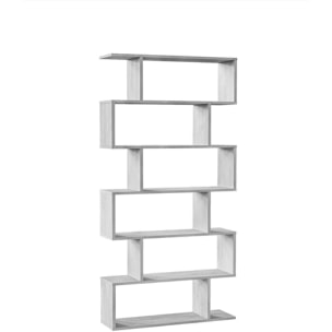 Libreria Joliet, Mobile portalibri alta bifacciale, Scaffale divisorio con 5 ripiani, Scaffale da ufficio moderno, cm 80x24h192, Grigio cemento