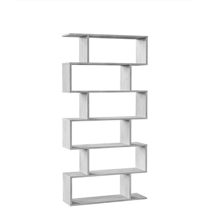 Libreria Joliet, Mobile portalibri alta bifacciale, Scaffale divisorio con 5 ripiani, Scaffale da ufficio moderno, cm 80x24h192, Grigio cemento