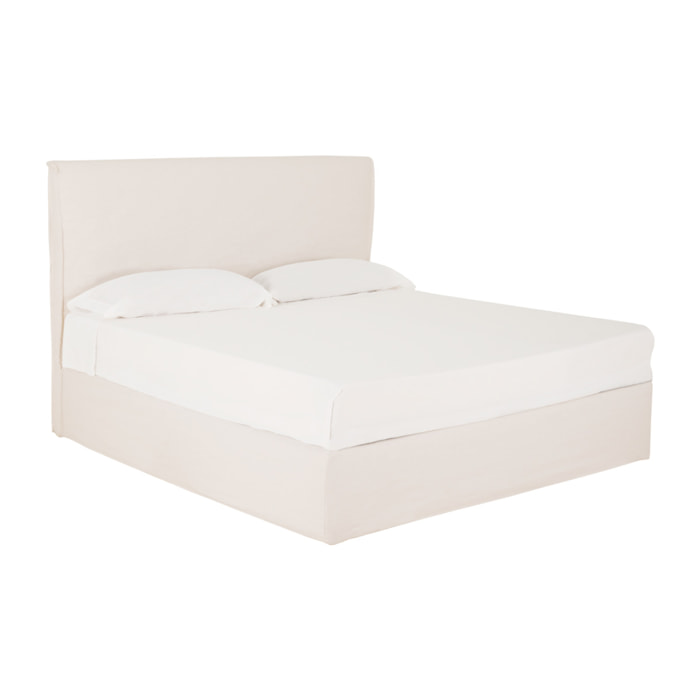 Cama con canapé desenfundable de lino blanco para colchón de varias medidas