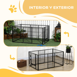 Parque para Perros de 6 Paneles Corralito para Perros Valla Metálica para Mascotas con Ancho Ajustable y Marco de Acero 82,5-150x79x61 cm Negro