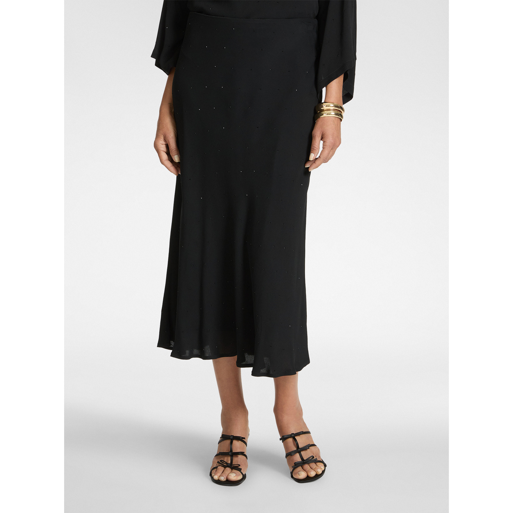 Elena Mirò - Gonna lunga ad A in viscosa ricamata - Nero