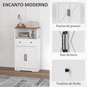 Aparador de Salón Armario Multiusos con Estantes Cajones Puertas Granero Aparador para Cocina Dormitorio 60x31x108 cm Blanco