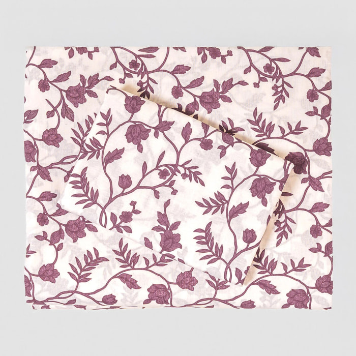 Juego de sábana de algodón Helena Malva/Rosa