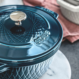 Cocotte twister 24 cm, Rond(e), La Mer, Fonte