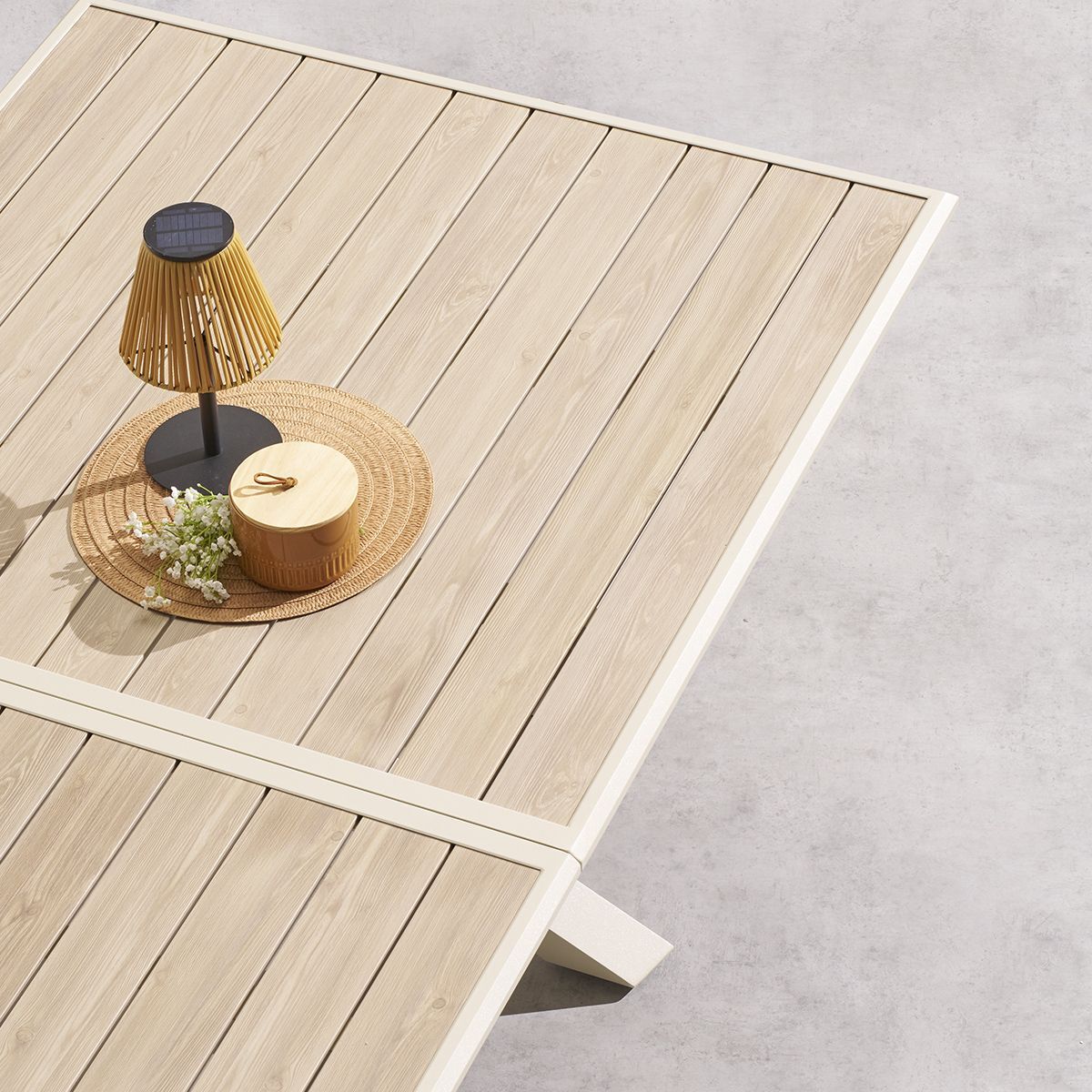 Table de jardin "Axiome" extensible lin & argile 10 places en aluminium